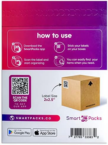 SmartPacks QR Stickers - Premium Smart Labels for Storage Bins | Advanced Pack and Track Labels with QR Code for Inventory, Storage, Moving | 48 Stickers - Image 2