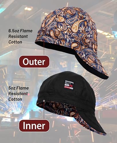 BOCOMAL FR Welding Cap Paisley Printed CAT2 Midweight 6 Pannel Welder Caps - Image 2