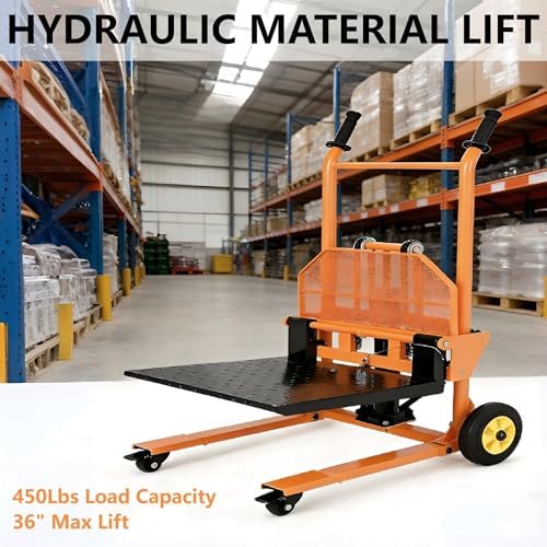 GarveeTech 450LB Hydraulic Material Lift, 36" Max Lift Pallet Truck Dolly - Image 5