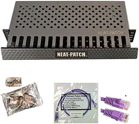 Neat Patch MINI 1U Low Profile Cable Management Kit - 1 Pack w/ 24 CAT6 Patch Cables (1FT Purple) by Electriduct