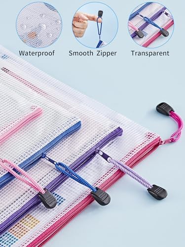 JARLINK 36 Pcs Mesh Zipper Pouch Bags, 8 Sizes Waterproof Zipper Bags - Image 4