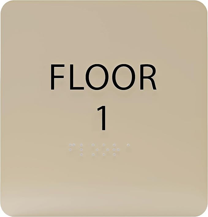 Khaki w/Black ADA Floor 1 Sign by ADACentralSigns