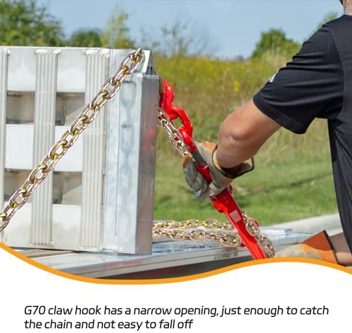 Transport Binder Chain 3/8 Inch x 20 Foot | Safety/Binder Chain with Clevis Grab Hooks 7100 lbs WLLHeavy Duty Chain for Transporting,Towing,Tie Down and Binding Equipment (3/8'' x 20FT,Yellow Zinc) - Image 3