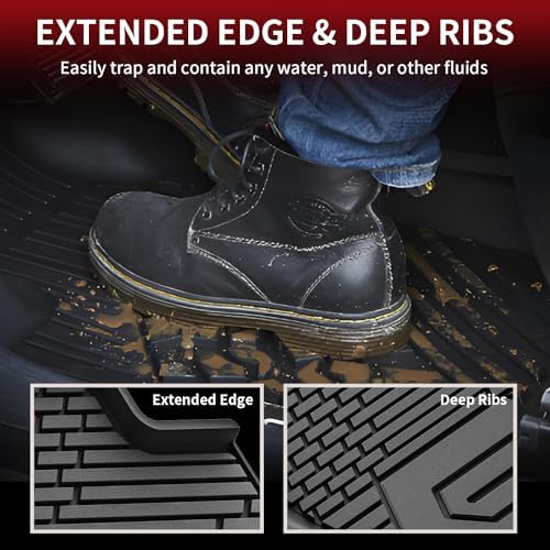 LASFIT Front Floor Mats 2019-2026 for Chevrolet Silverado/GMC Sierra 1500, Crew Cab/Double Cab, 2020-2026 Chevy Silverado/GMC Sierra 2500HD 3500HD, All Weather TPE Floor Liners, 1st Row Only - Image 5
