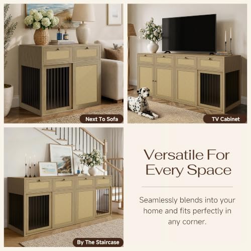 PureCozy Wooden Dog Crate Furniture, Left Unit, 40 Inch, Light Oak - Image 5