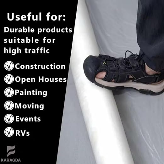 24” x 250 ft Carpet Protection Film – Heavy-Duty Clear Self-Adhesive Floor - Image 2