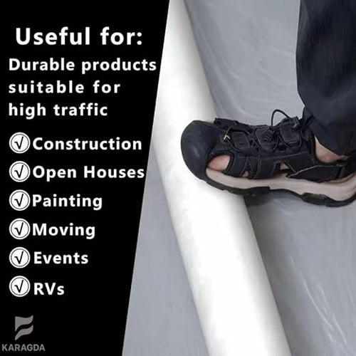24” x 250 ft Carpet Protection Film – Heavy-Duty Clear Self-Adhesive Floor - Image 2