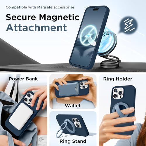 GolbinBox Magnetic for iPhone 16 Pro Max Case, Silicone Cover, Dark Blue - Image 4