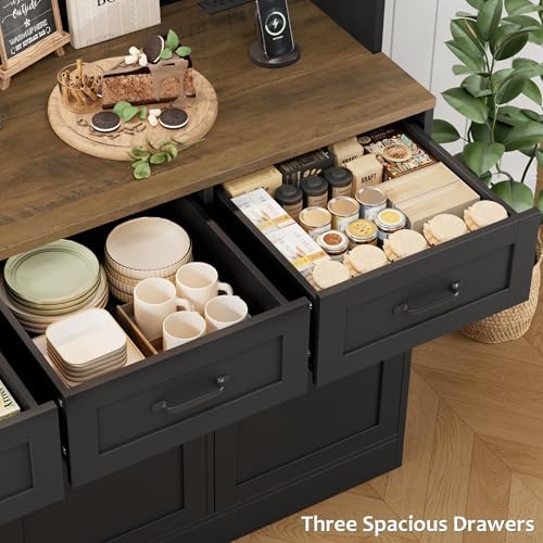HOSTACK Kitchen Pantry Cabinet, Tall Kitchen Hutch Cabinet, Black/Brown - Image 7