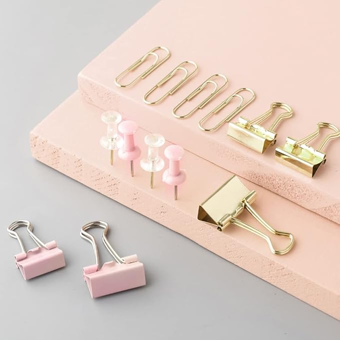 Paper Clips and Binder Clips Set, Metal Assorted Sized Binders - Image 4