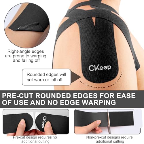 CKeep Kinesiology Tape precut Strips, 40 Count Elastic k Tape, Black - Image 2
