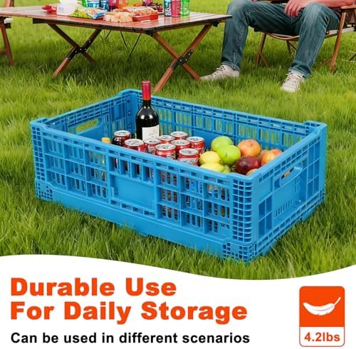 52L Plastic Collapsible Storage Bins with Handles, - Image 6