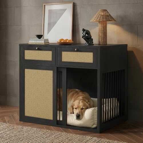 PureCozy Wooden Dog Crate Furniture, Right Unit, 40 Inch,Black Oak by PureCozy