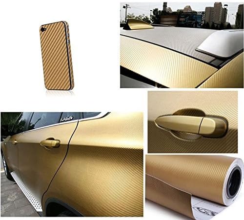 F & B LED LIGHTS Golden 3D Carbon Fiber Film Twill Weave Vinyl Sheet Roll Wrap - Image 3