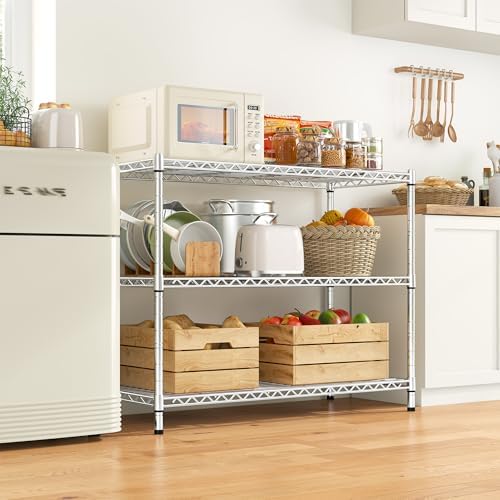 DurayLoly Heavy Duty 3-Tier Metal Shelving Unit, Adjustable Shelves, Chrome - Image 2