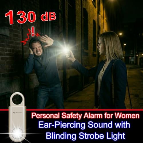 130db Personal Safety Alarm with Ultra Bright Strobe Light. Gold - Image 3