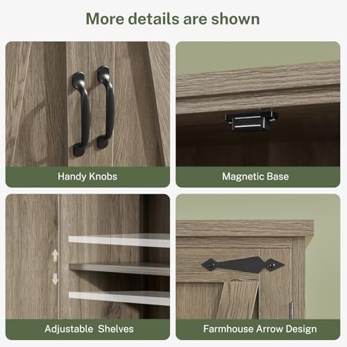 Tall Pantry Cabinet with 4 Doors & 2 Adjustable Shelves, Kitchen Cabinet - Image 6