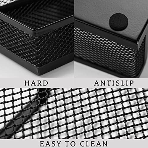 Ludato 2 Pieces Mesh Pen Holder Desk Organizers and Accessories for Desk，3 Compartments Black Pencil Holder for Office Supplies， Gifts for Colleague - Image 3