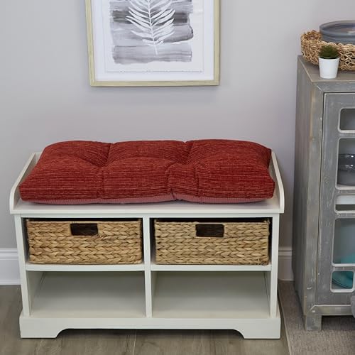Klear Vu The Gripper Omega Non-Slip Tufted Bench Cushion for Indoor Furniture, Assembled in USA, Entryway Storage, Bay Window, Corner Nook or Piano Seat, 30 Inches, Chenille Red - Image 2