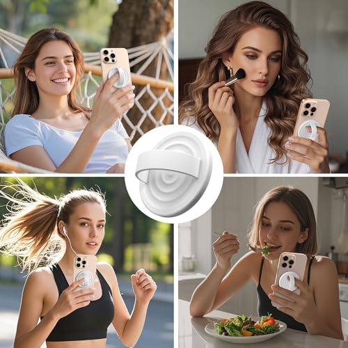 Magnetic Phone Grip for MagSafe, Silicone Ring Grip, White - Image 2