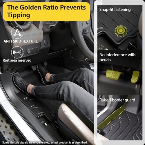 Floor Mats for Toyota RAV4 2013-2018, All Weather TPEFloor Liners Custom Fit Waterproof Non Slip Car Mats HeavyDuty Interior Accessories - Image 6