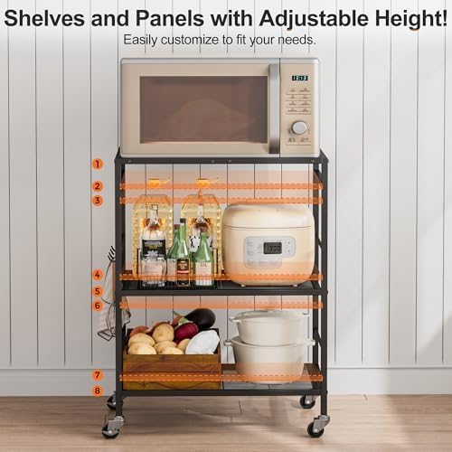 3 Tier Rolling Kitchen Microwave Cart, Utility Cart , Microwave Stand Black - Image 5