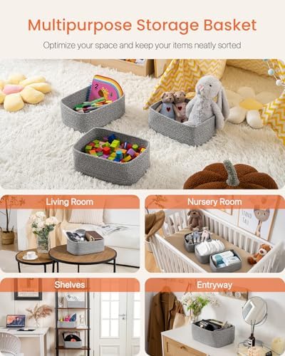KALLAX Small Woven Storage Basket for Organizing, 12 x 8 x 4.5 inch, 3 Pack - Image 3
