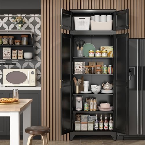 SteeLoong 90”Metal Pantry Storage Cabinet with Doors & 4 Adjustable Shelves - Image 3