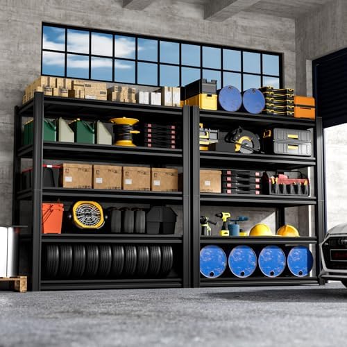 5-Tier 40”W X 20”D X 72”H Heavy Duty Garage Storage Shelves 2500LBS Basement Shelving Heavy Duty Adjustable Unit Rack Metal Rack(Black) - Image 6