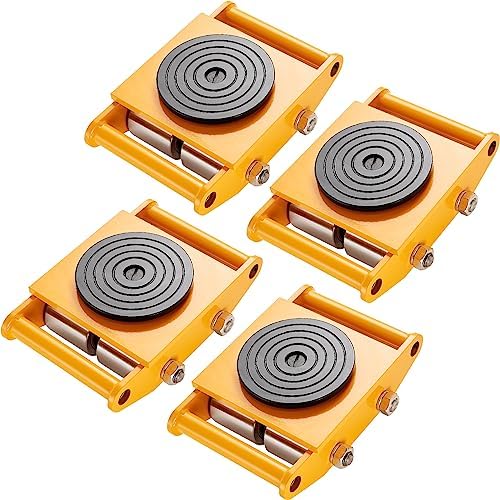VEVOR 4PCS Skate Dolly, 26455LBS/12T Industrial Mover, Heavy Duty Carbon Steel Machinery Moving Skate & 4 Carbon Steel Wheels and 360 Rotation Non-Slip Cap for Warehouse, Factory by VEVOR