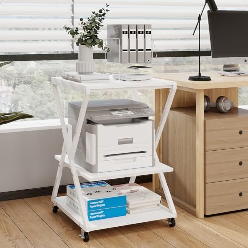 Natwind 3 Tier Large Printer Table, 19.7"x19.7", Height Adjustable,White - Image 2
