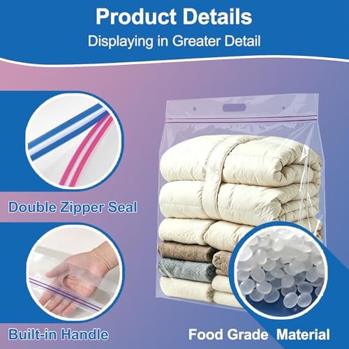 12Pack 24" x 32"+ 5.5" 20 Gallon Huge Clear Plastic Storage Bag with Handle - Image 6