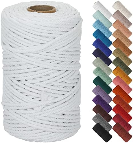 NOANTA White Macrame Cord 5mm x 109yards, Colored Cotton Rope Macrame Yarn by NOANTA
