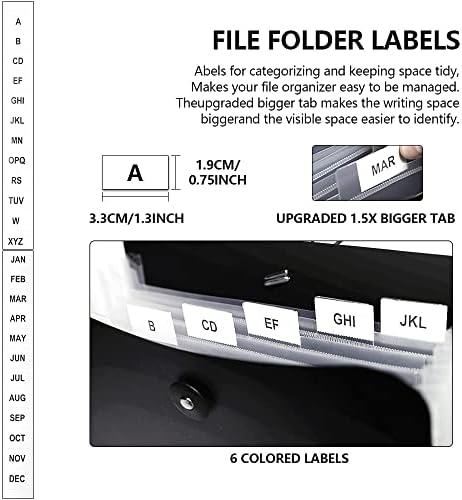 Vertical Accordion File Folder, Expanding File Document Organizer Bag for A4 Letter Size (2 Pack, Black) - Image 5
