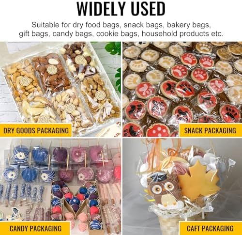 Self‑adhesive 200pcs 4X10 inch Clear Cellophane Bags Gift Wrap Treat Bags - Image 6