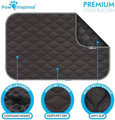 Paw Inspired Washable Padded Crate Mats for Dogs, Gray, 47x29 Inch - Image 5