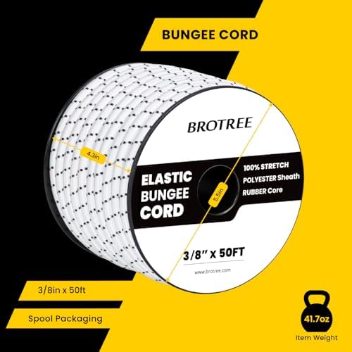 Brotree Bungee Cords 3/8" x 50ft Elastic Shock Cord 100% Stretch Cord - Image 2