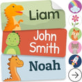 Personalized Name Labels for Kids (210 Labels) - Durable & Waterproof Custom Name Stickers for Clothing Tags, School Supplies, Camp & Daycare - Jurassic (1.2”x0.5”) by melukids