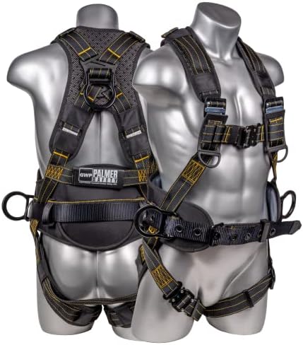 Palmer Safety Hammerhead 5pt Safety Harness Back Padded, QCB Chest, Tongue Buckel Legs Straps, Back & Side D-Rings by ATERET