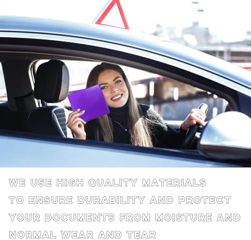 Ziciner 2PCS Car Registration and Insurance Holder, 5.2"× 4.7" Leather Auto Glove Box Organizer with Closure, Essential Car Document Holder for Card, Driver License (Purple) - Image 6