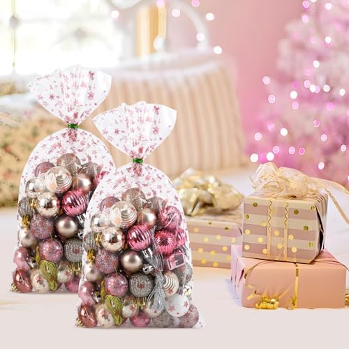 COQOFA 100 Pcs 7X12" Cello Cellophane Gift Treat Bags Party Favor bags Clear Candy Cookie Bags Plastic Poly Goodie Storage Bags with Twist Ties for Wedding Birthday Party Valentines Day Supplies Rose - Image 5