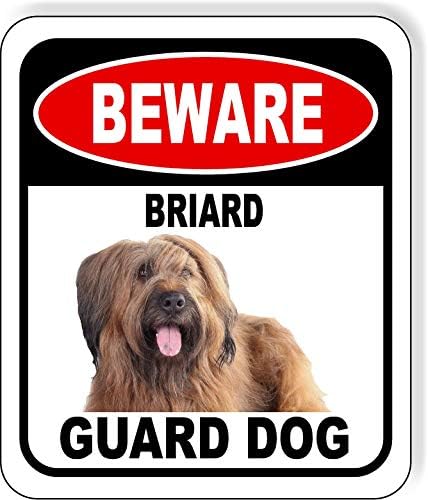 BEWARE BRIARD GUARD DOG Aluminum Composite Outdoor Sign 8.5" x10" Metal Security Notice for Yard, Fence, Porch, Property, and Business – No Trespassing, Warning, Attack Dogs, Protection by WorkHouseSigns