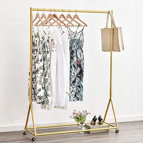 Gold Pipe Clothing Racks Freestanding, Modern Metal Clothes Rack Heavy Duty, Easy Assemble Clothing Rack for Hanging Boutiques and Bedroom 47" L - Image 6