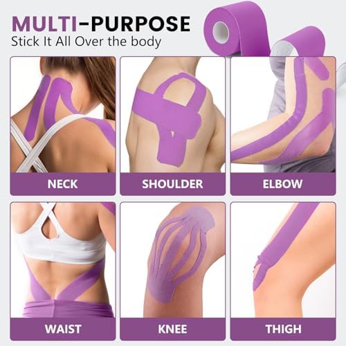 5 Rolls Purple Kinesiology Tape, 2 inch x 16.4 Feet Kinetic Tape - Image 4