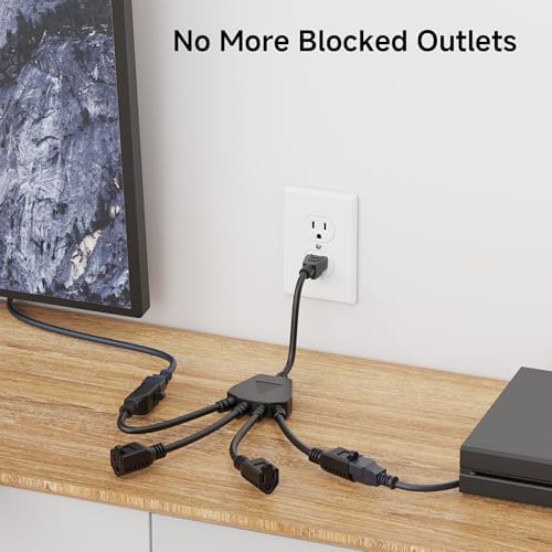 Cable Matters 2-Pack 16 AWG 4 Outlet Power Splitter, AC Plug Splitter 1.5ft - Image 3