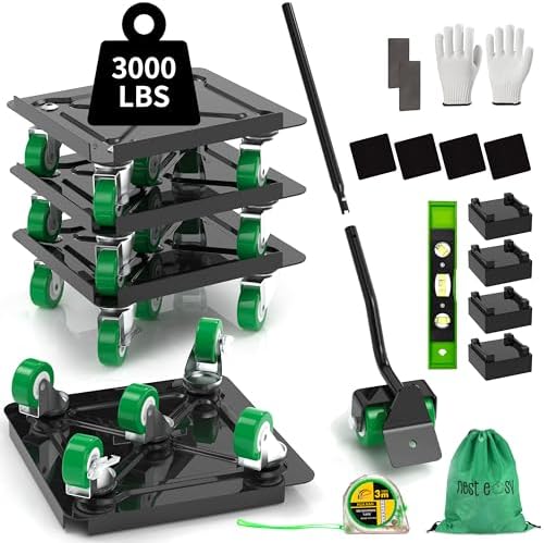 Heavy Duty Furniture Dolly 360 Rotate 5 Wheels 3000 Lbs Capacity 5.3x5.3 in by NESTEASY