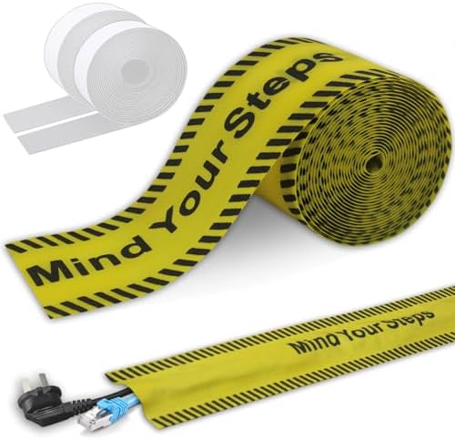 Floor Cable Covers,16.4 Feet Cord Cover Wire Protector Cable Cover Wire Storage Cover Used to Protect The Cable and Prevent Tripping Over The Cords (Yellow) by Unknown