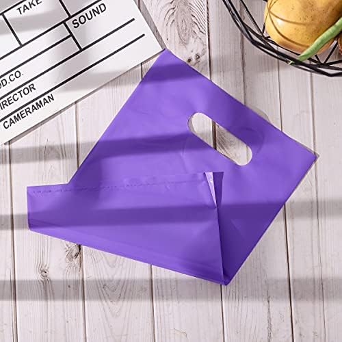 ysmile Small Purple Plastic Shoping Bag for Small Business Boutique Store Retail Die Cut Poly Bag with Handle Goodie 100 ct 5.9"x7.8" Extra Thick - Image 4