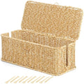 Cable Management Box, Cord Organizer with Lid & Cable Ties - Natural,L by BROWNLILY