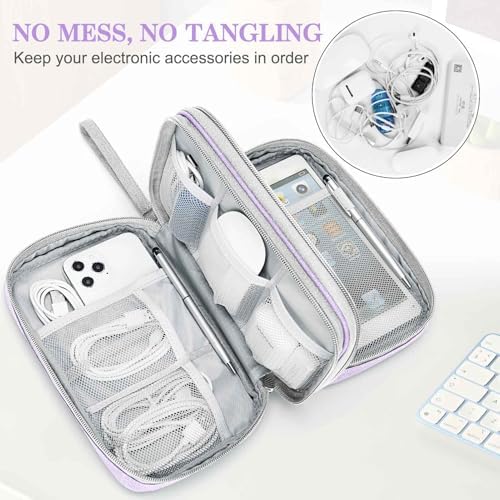 FYY Electronic Organizer, Travel Tech Pouch Bag, Large, Light Purple - Image 5
